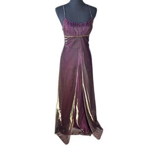 Size 4 Y2K Vintage Morgan and Co dress metallic mesh overlay beaded (10411)